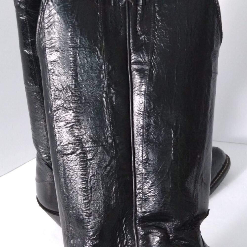 Justin Women's Vintage 1970's Black Eel Skin Cowboy Boots Made In U.S.A. Sz 7.5 - Picture 12 of 16
